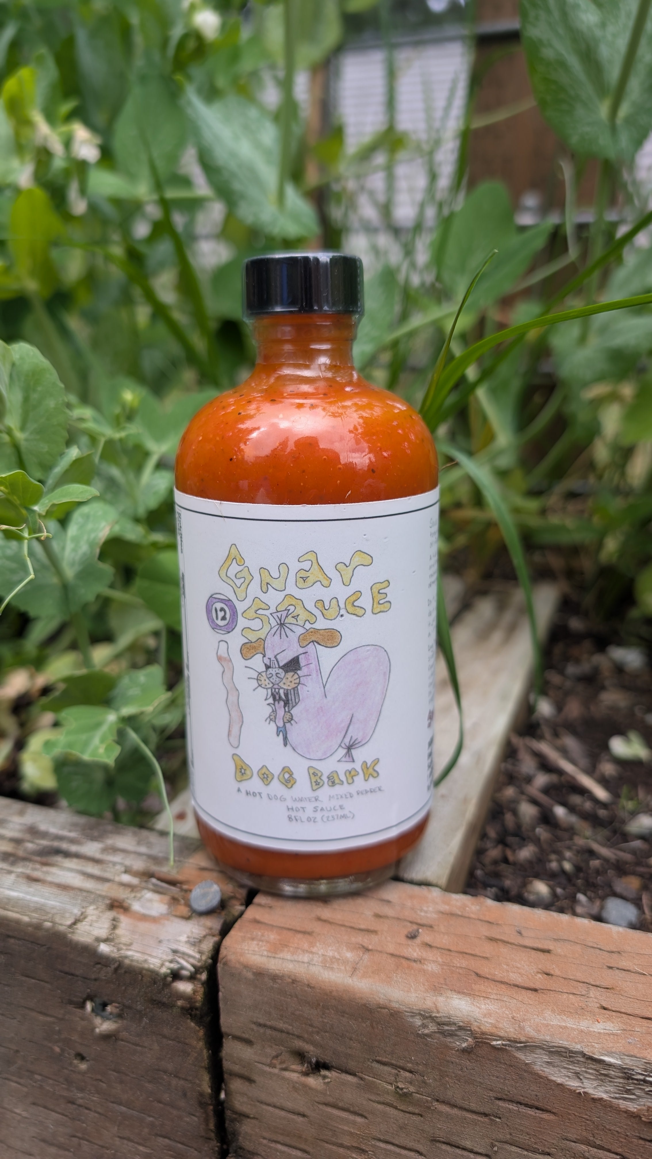 Gnar Sauce Dog Bark Hot Dog flavored Fresno and Ghost Pepper Hot Sauce