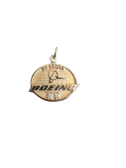 Boeing 20 Years of Service 14K Gold Pendant 6 Grams with Two Diamonds